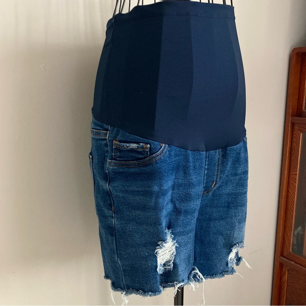 Large Maternity Blue Jean Shorts